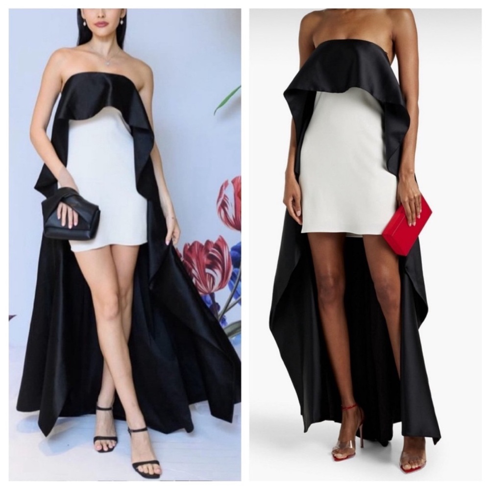 NEW NWT Alice+Olivia Black and White Gown Length High Low  Dress Event